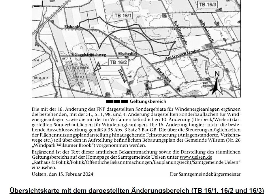 Änderung des Flächennutzungsplanes – Windenergie Wilsum